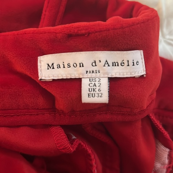 Maison d'Amelie Paris Red Velveteen Trouser Pants Women's Size 2/4 - Picture 14 of 16